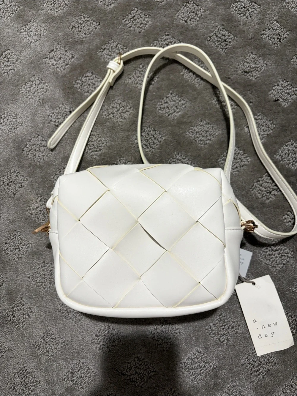 a new day White Woven Crossbody Shoulder Bag